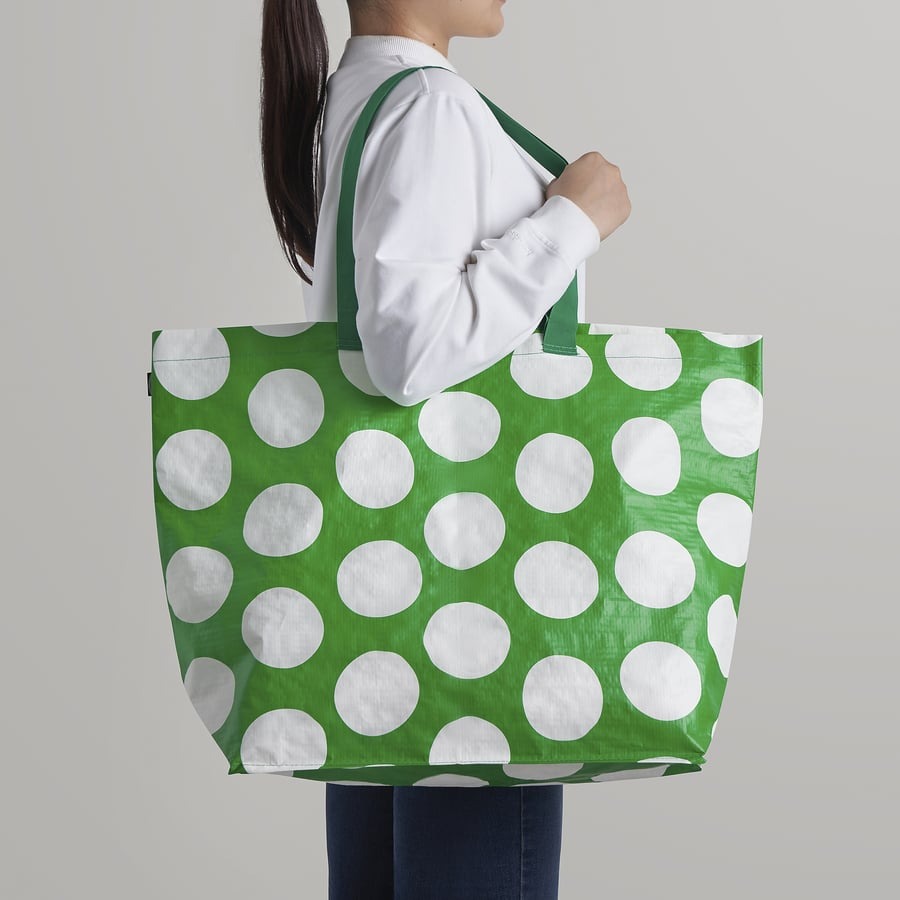 SÄCKKÄRRA Carrier bag, white/green, 18x45x45 cm/36