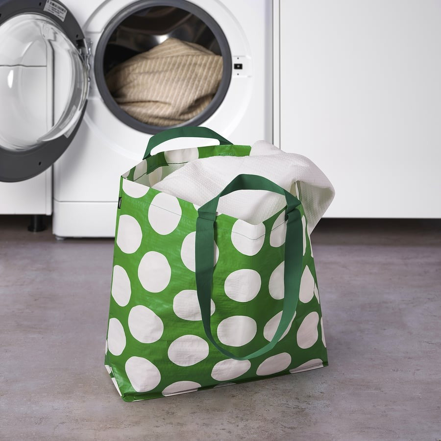 SÄCKKÄRRA Carrier bag, white/green, 18x45x45 cm/36