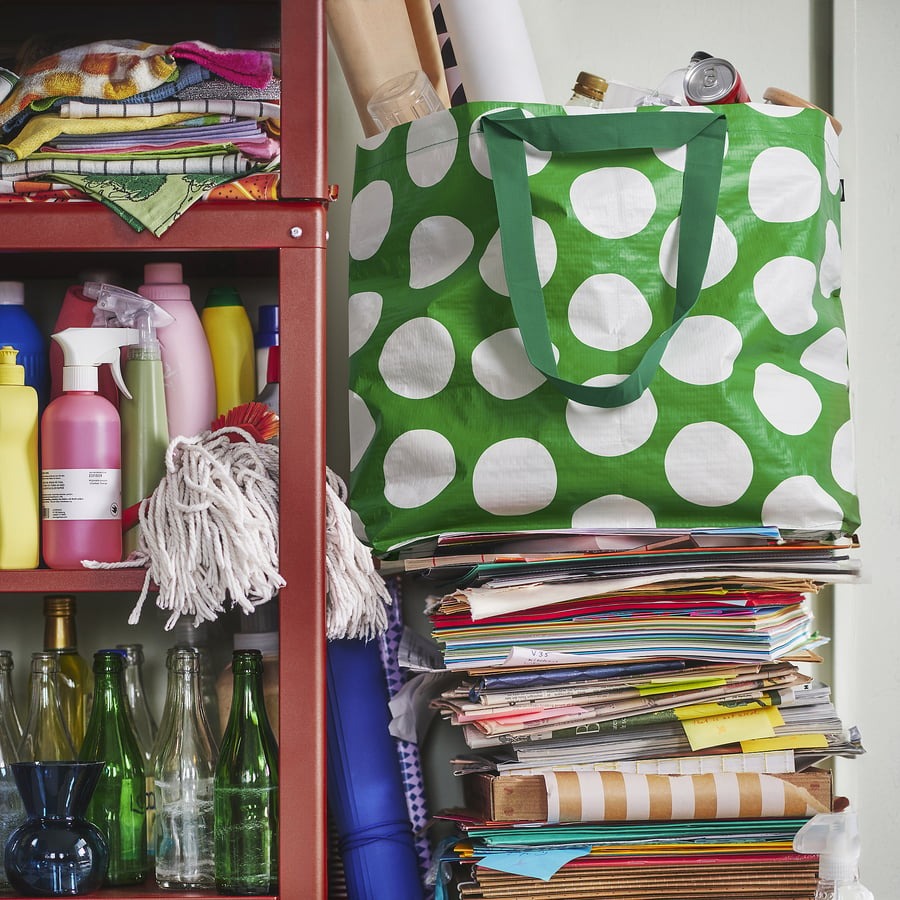 SÄCKKÄRRA Carrier bag, white/green, 18x45x45 cm/36