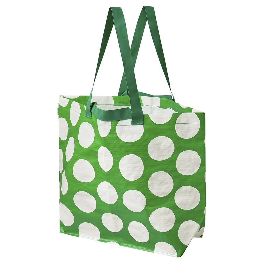 SÄCKKÄRRA Carrier bag, white/green, 18x45x45 cm/36
