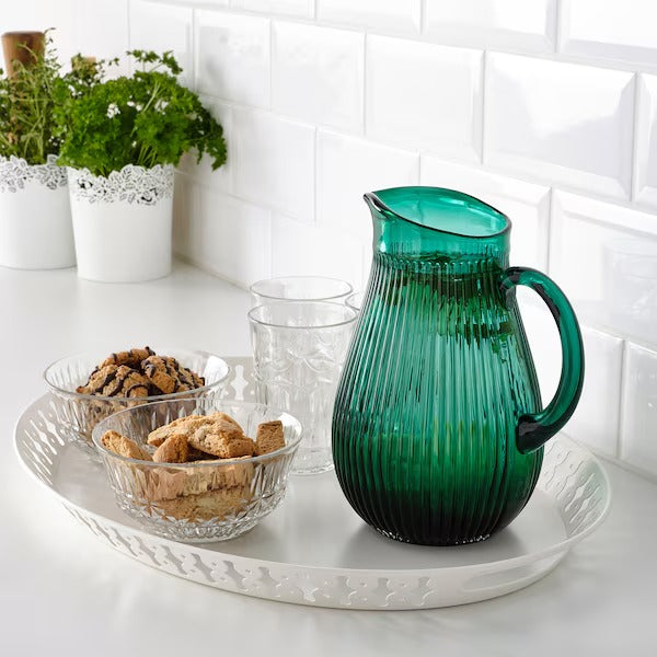 SÄLLSKAPLIG Jug, patterned/green, 2 l