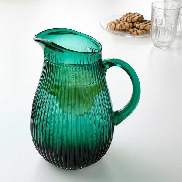 SÄLLSKAPLIG Jug, patterned/green, 2 l