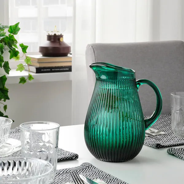 SÄLLSKAPLIG Jug, patterned/green, 2 l