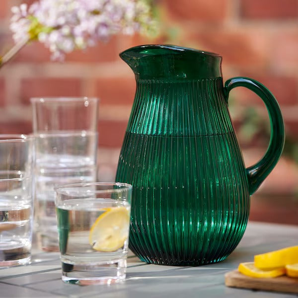 SÄLLSKAPLIG Jug, patterned/green, 2 l