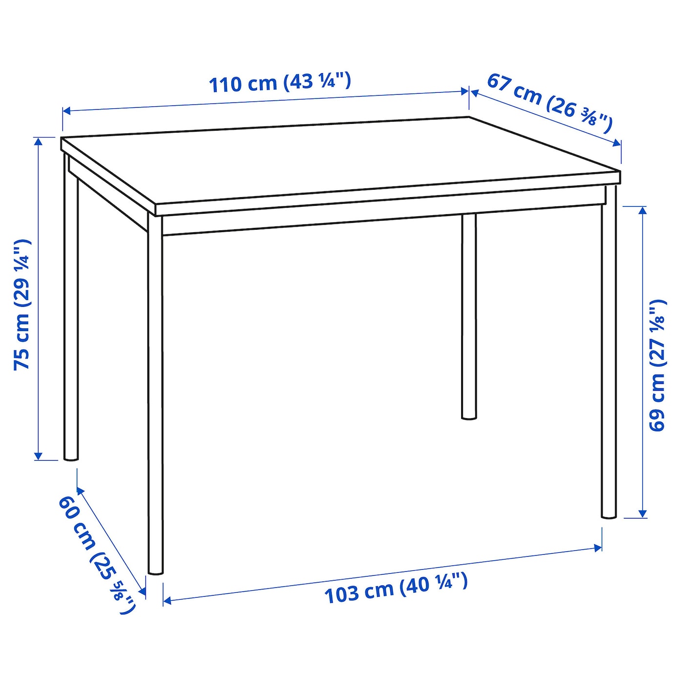 SANDSBERG / ADDE Table and 4 chairs, black/black, 110x67 cm