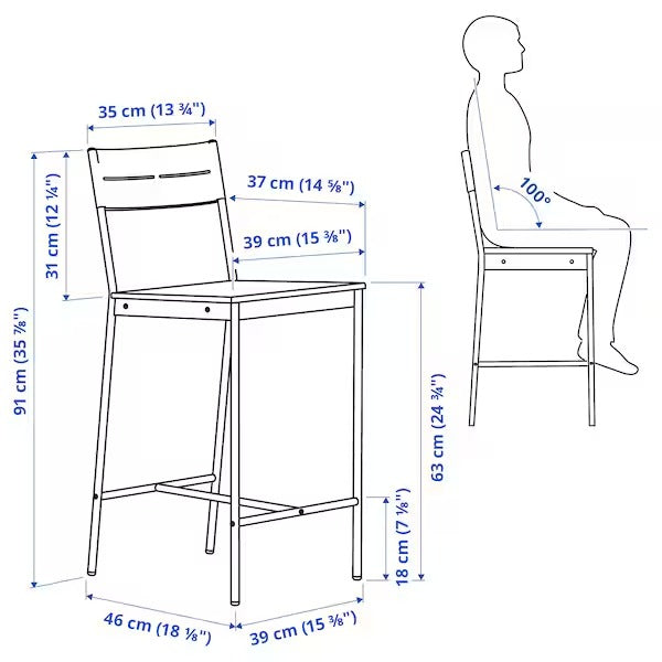 SANDSBERG / SANDSBERG Bar table and 2 bar stools, black/black, 67x67 cm