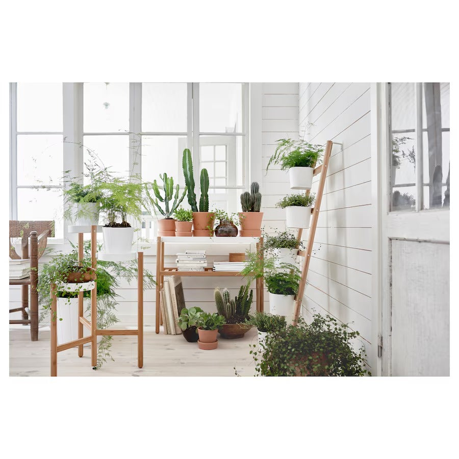 ikea bamboo plant pot SATSUMAS Plant stand with 5 plant pots, bamboo/white, 125 cm – Simple Lifestyle Myanmar