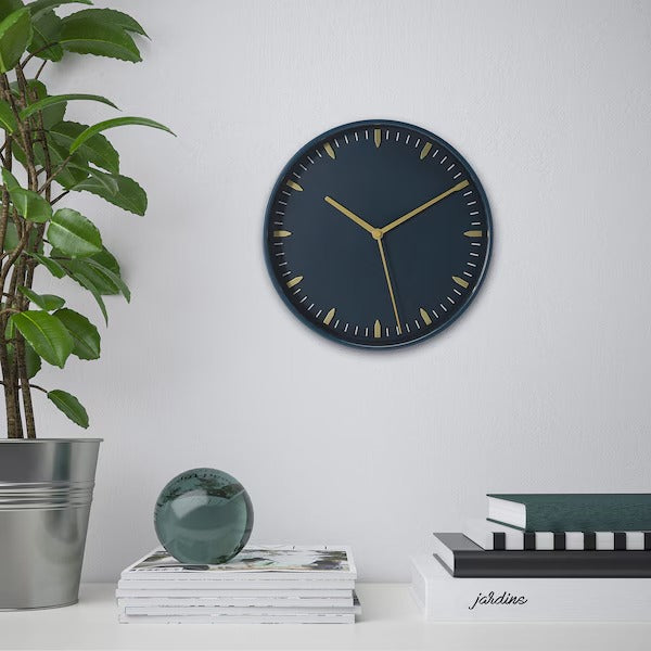 SKÄRIG Wall clock, blue, 26 cm