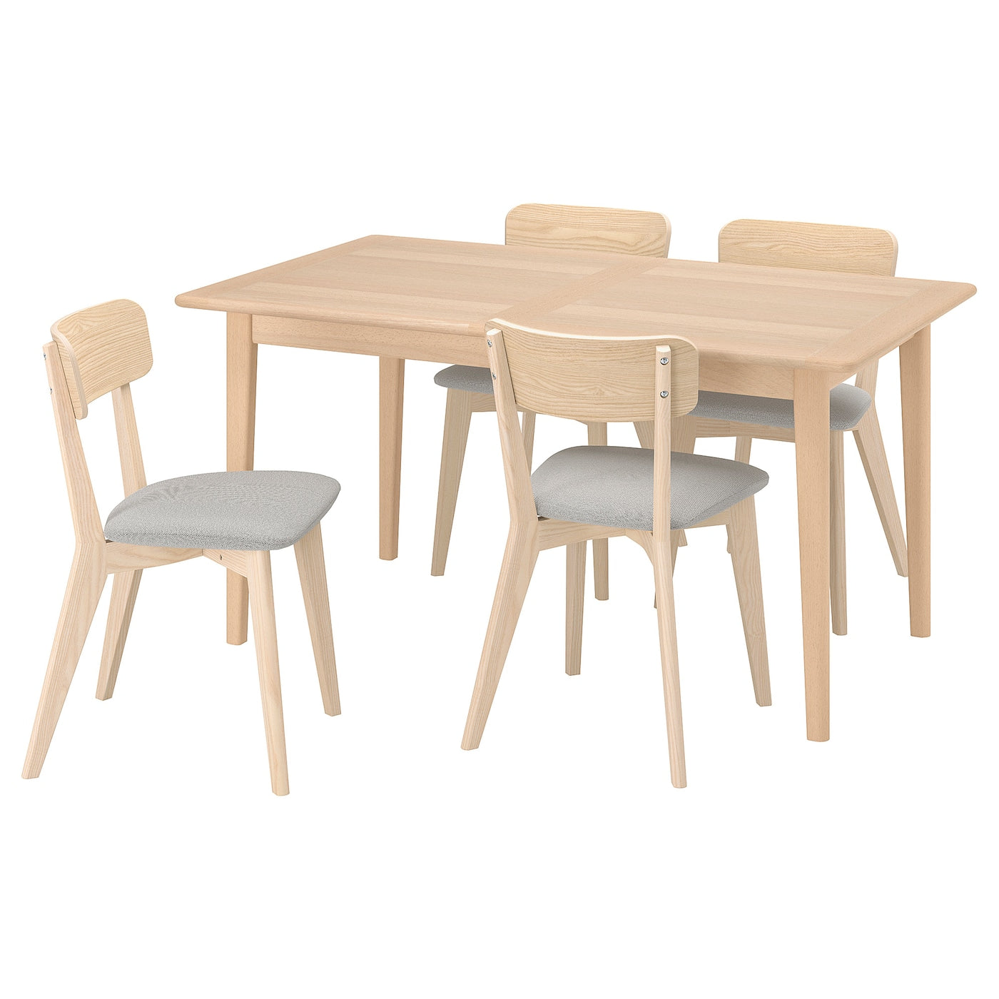 SKANSNÄS / LISABO Table and 4 chairs, light beech veneer/ash, 150/205 cm