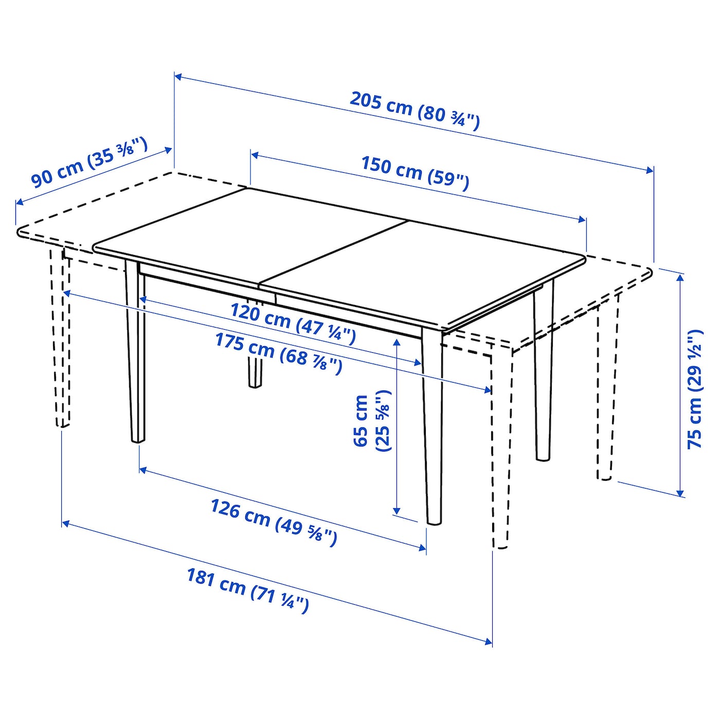 SKANSNÄS / LISABO Table and 4 chairs, light beech veneer/ash, 150/205 cm