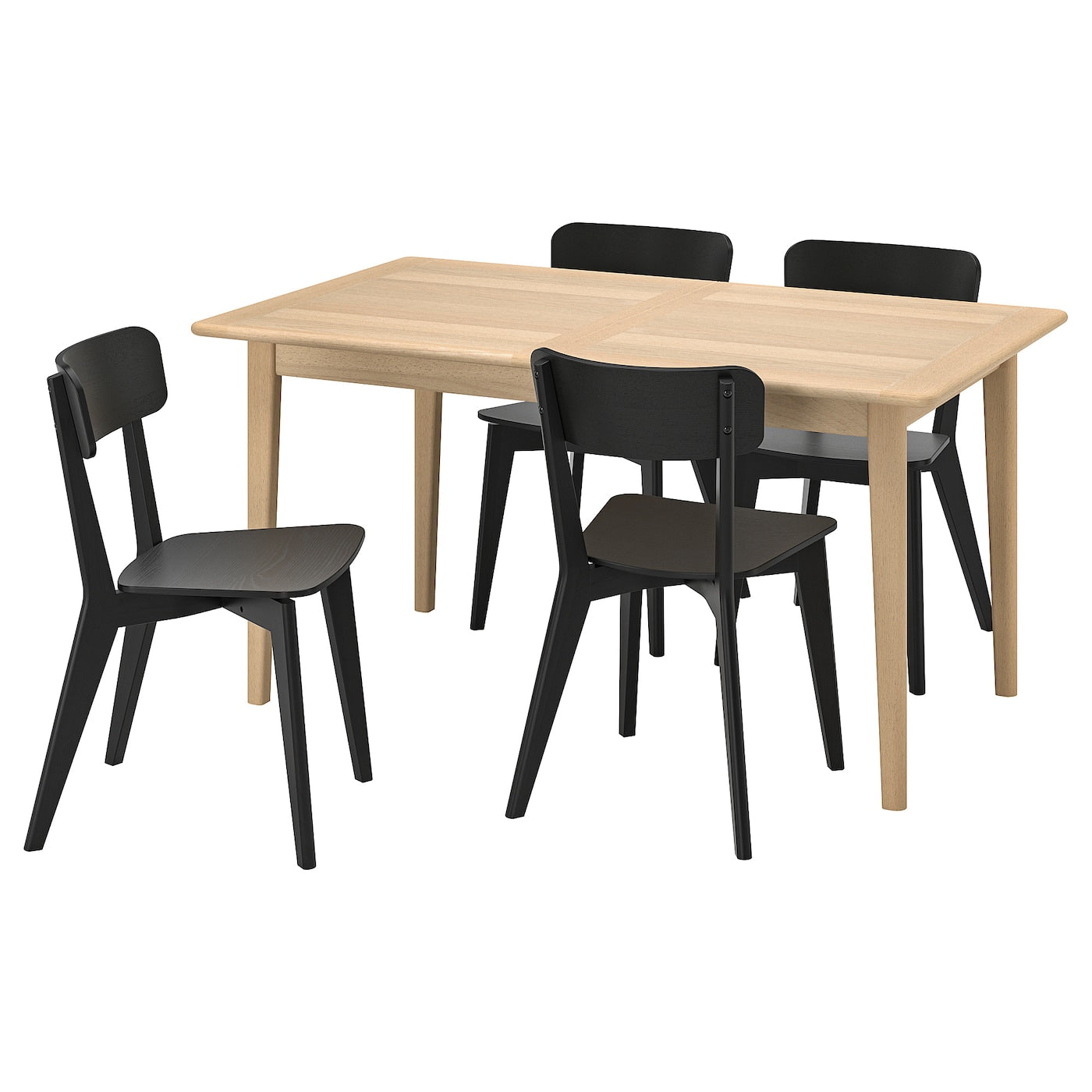 SKANSNÄS / LISABO Table and 4 chairs, light beech veneer/ash, 150/205 cm