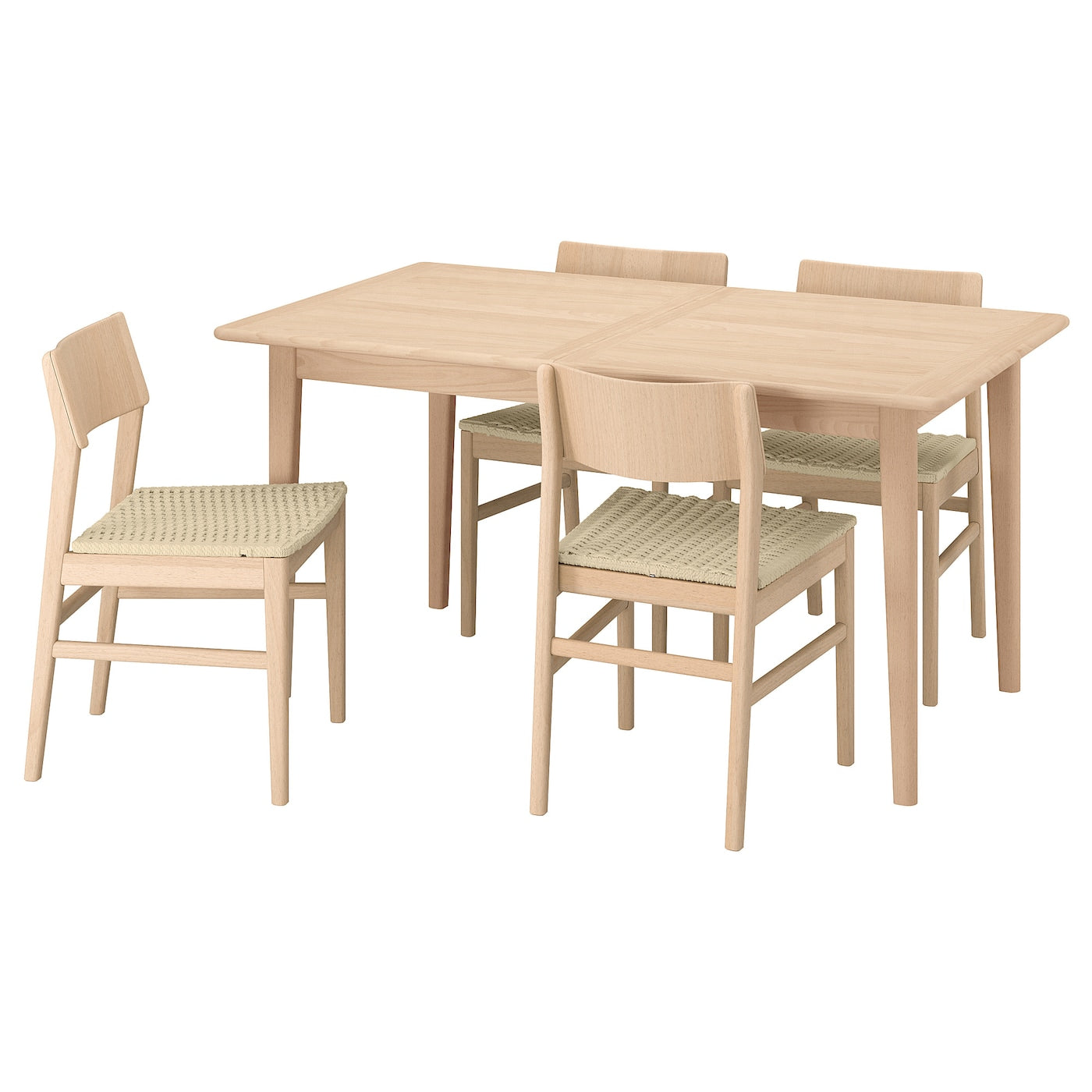 SKANSNÄS / LISABO Table and 4 chairs, light beech veneer/ash, 150/205 cm