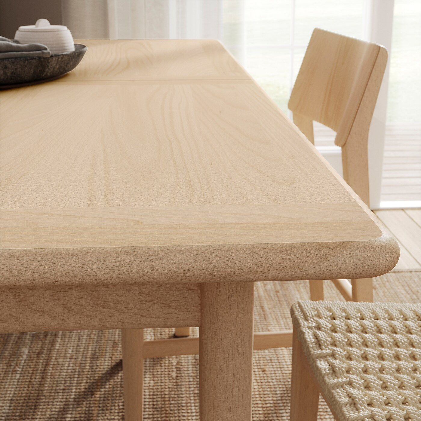 SKANSNÄS / LISABO Table and 4 chairs, light beech veneer/ash, 150/205 cm