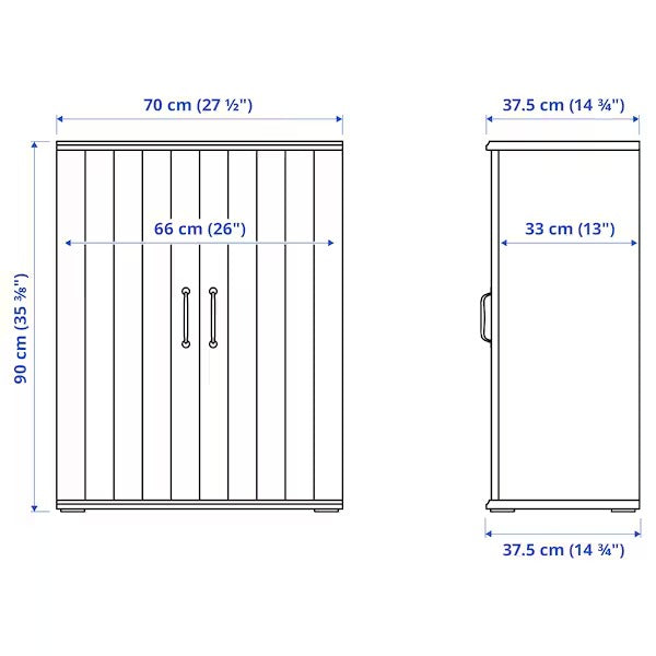 SKRUVBY Cabinet with doors, white, 70x90 cm