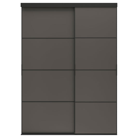 SKYTTA / MEHAMN Sliding door combination, black/double sided dark grey, 177x240 cm