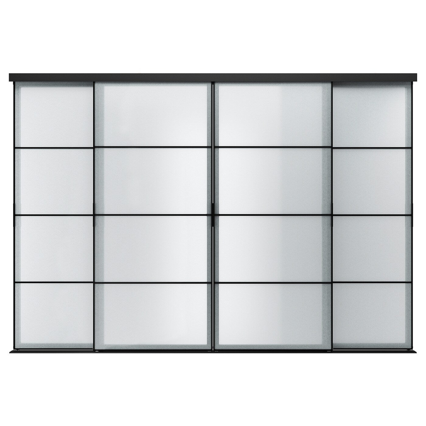 SKYTTA / SVARTISDAL Sliding door combination, black/white paper, 351x205 cm