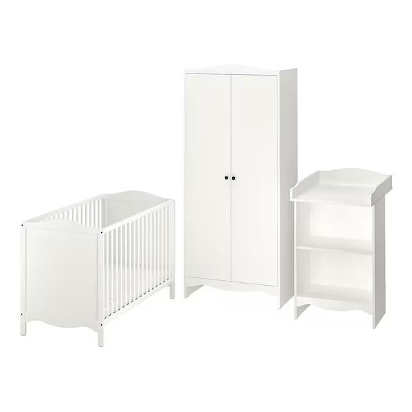 SMÅGÖRA 3-piece baby furniture set, white, 60x120 cm