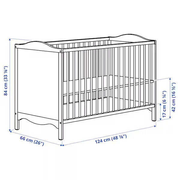 SMÅGÖRA 3-piece baby furniture set, white, 60x120 cm