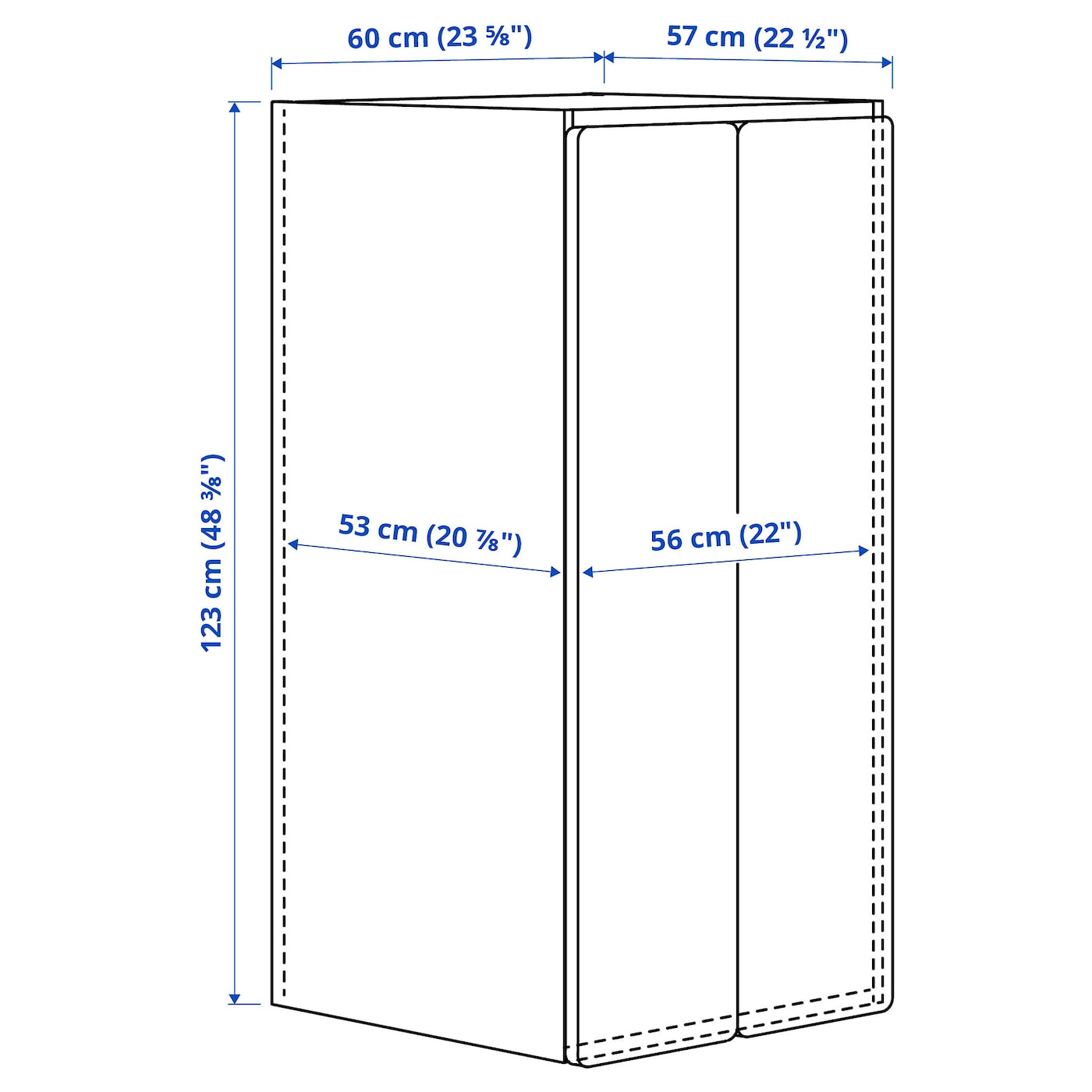 SMÅSTAD / PLATSA Wardrobe, white/blue, 60x57x123 cm