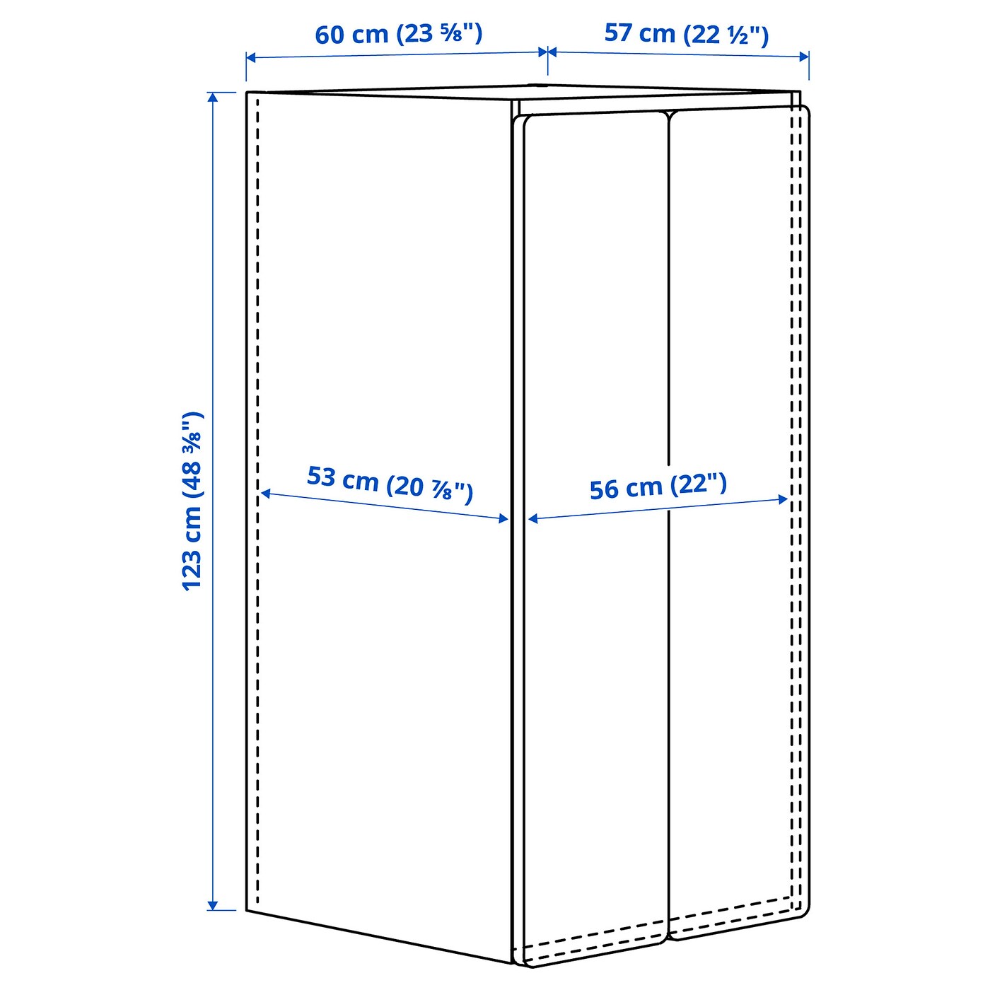 SMÅSTAD / PLATSA Wardrobe, white/blue, 60x57x123 cm