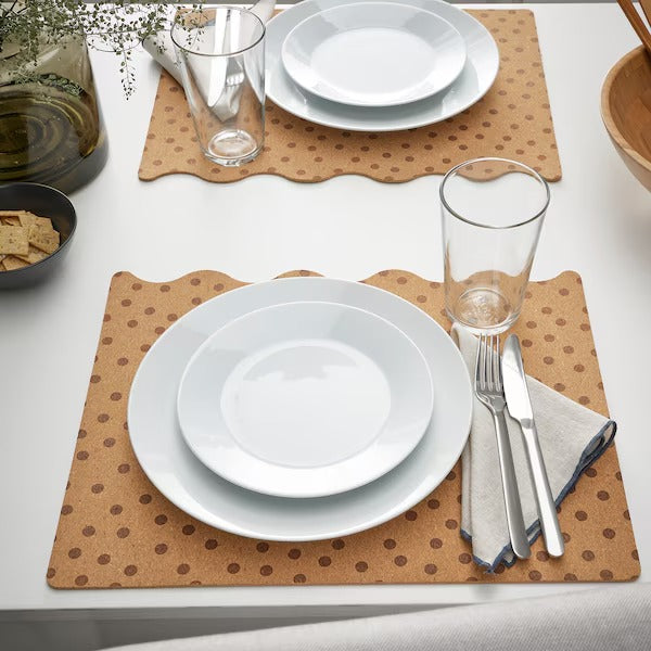 SOLABBORRE Place mat, cork/dotted, 42x32 cm