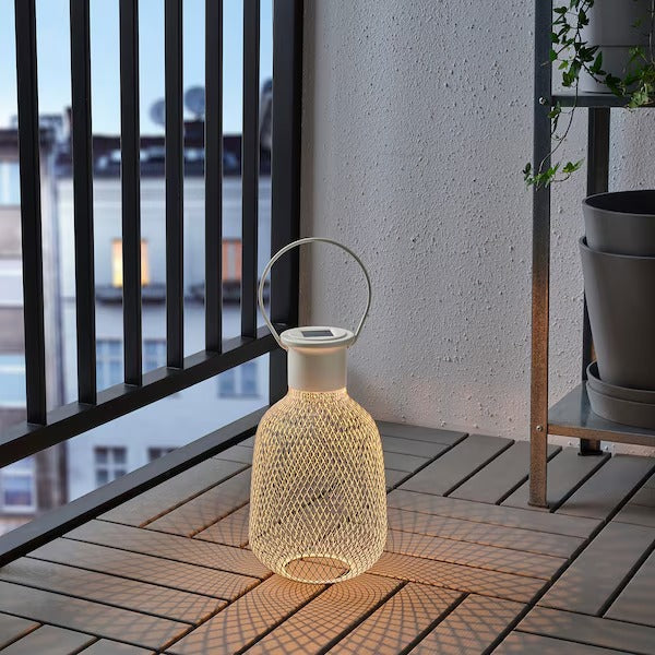 SOLVINDEN LED solar-powered lantern, outdoor/mesh white, 29 cm