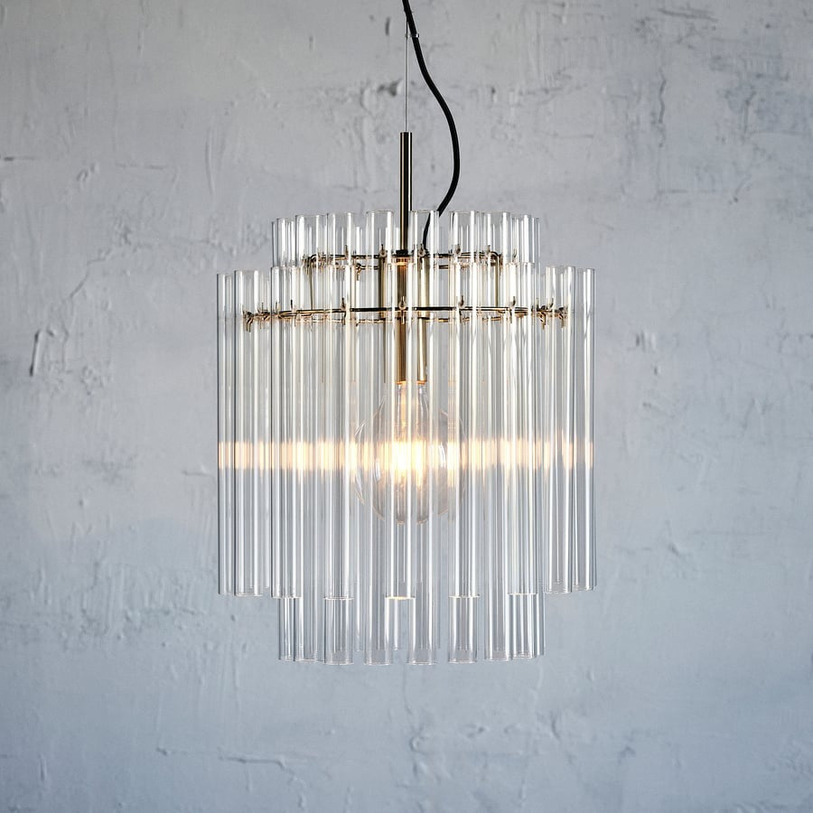 STOCKHOLM 2025 Pendant lamp, glass/brass-plated, 38 cm