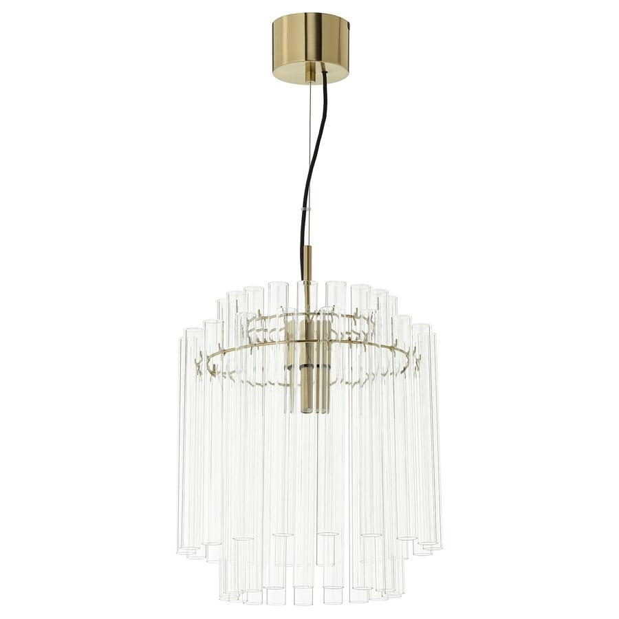 STOCKHOLM 2025 Pendant lamp, glass/brass-plated, 38 cm