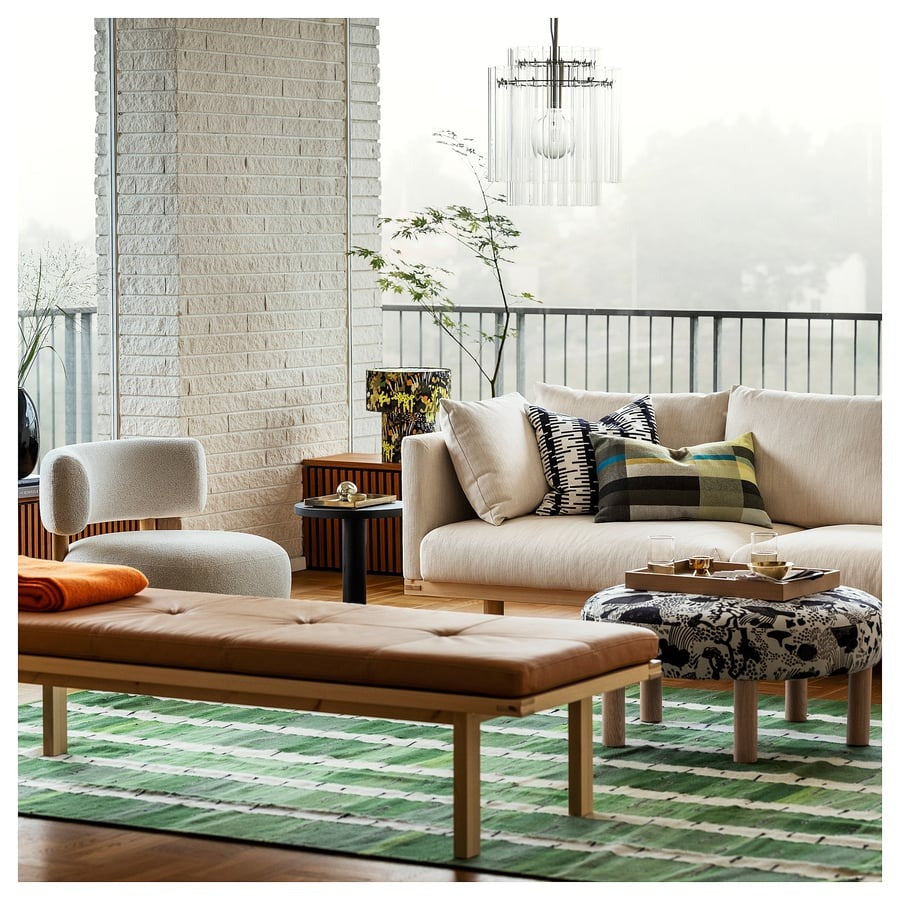 STOCKHOLM 2025 Rug, flatwoven, green/white/black handwoven, 170x240 cm