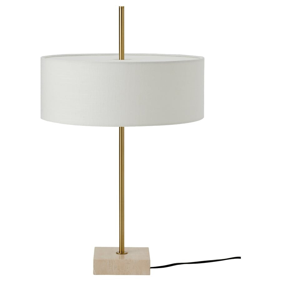 STOCKHOLM 2025 Table lamp, white textile/brass-plated, 65 cm
