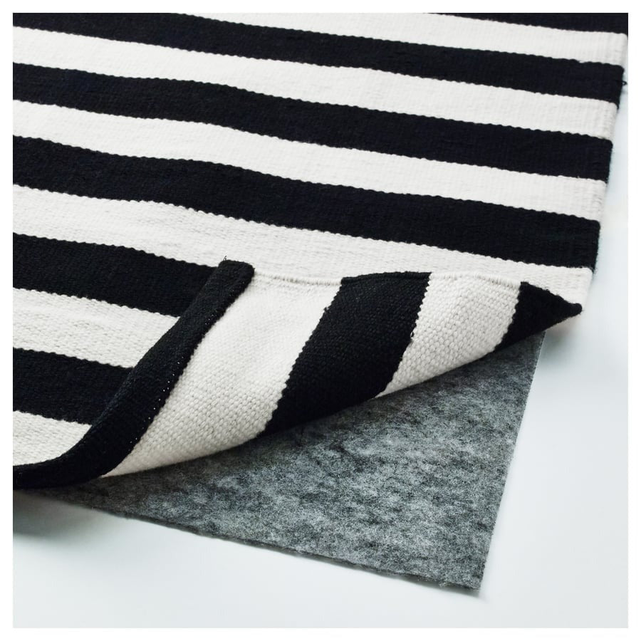 STOCKHOLM Rug, flatwoven, handmade/striped black/off-white, 170x240 cm