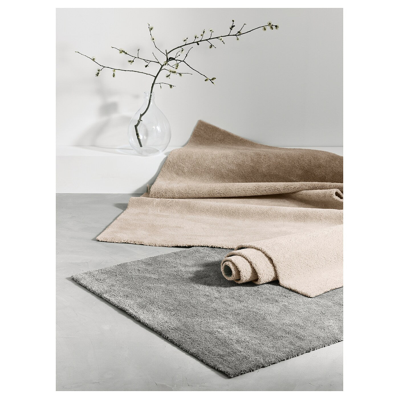 STOENSE Rug, low pile, off-white, 200x300 cm