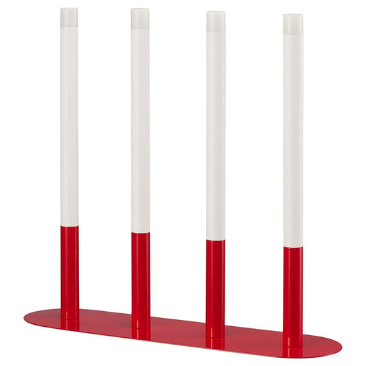 STRÅLA LED candelabra, candle-shaped battery-operated/red