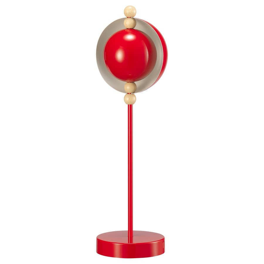 STRÅLA LED decorative table lamp, metal battery-operated/red