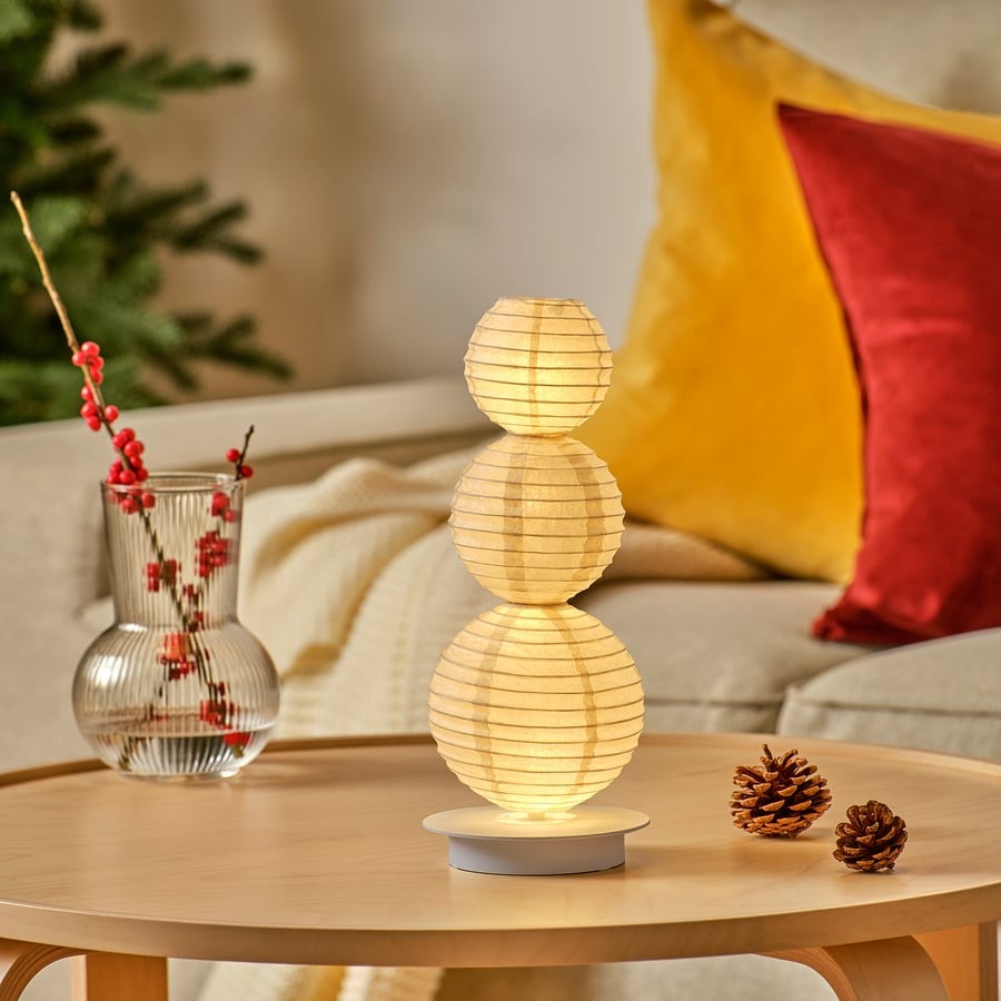 STRÅLA LED decorative table lamp, ball shaped battery-operated/white