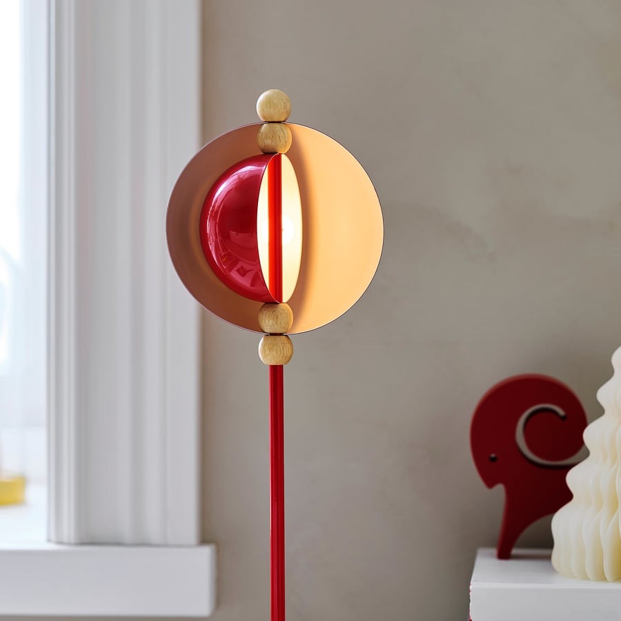 STRÅLA LED decorative table lamp, metal battery-operated/red