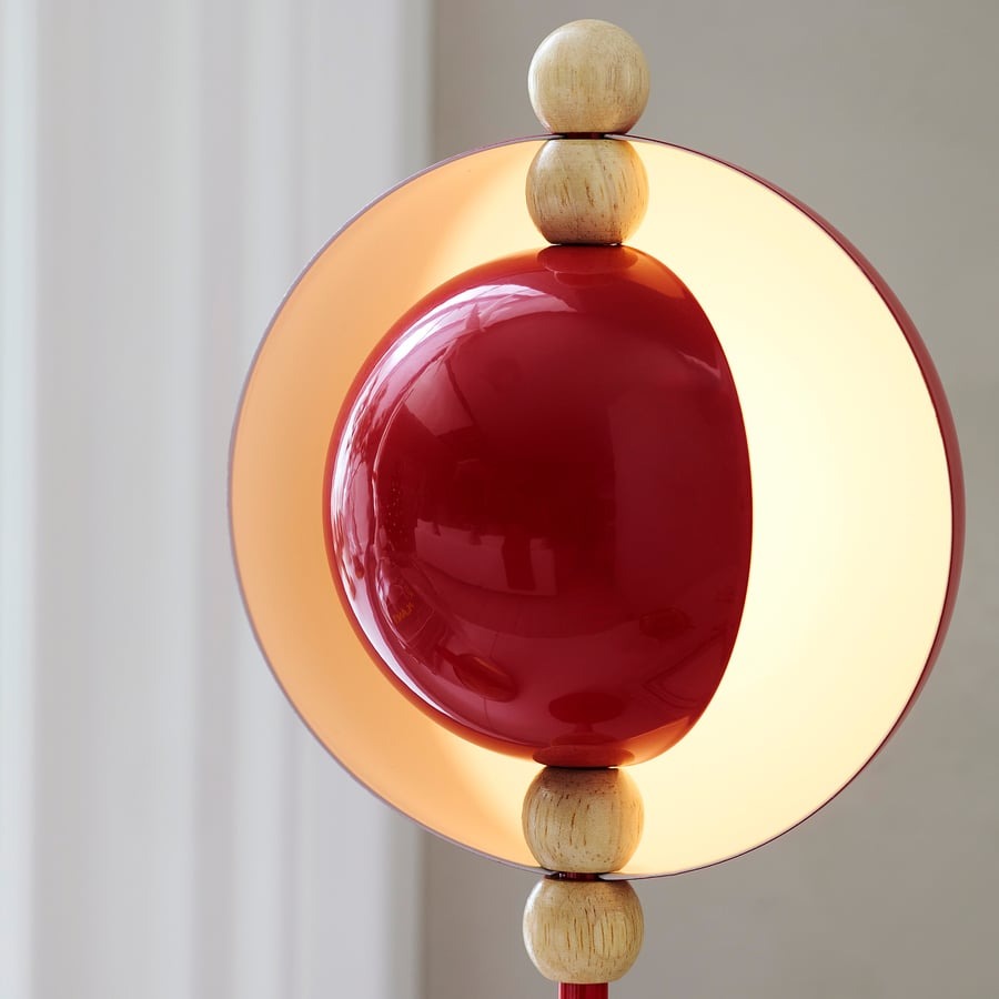 STRÅLA LED decorative table lamp, metal battery-operated/red