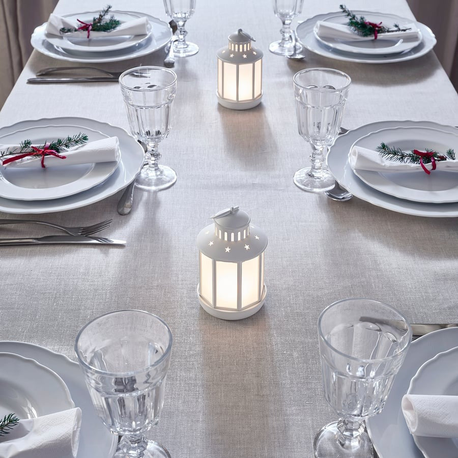 STRÅLA LED lantern, battery-operated white, 13 cm