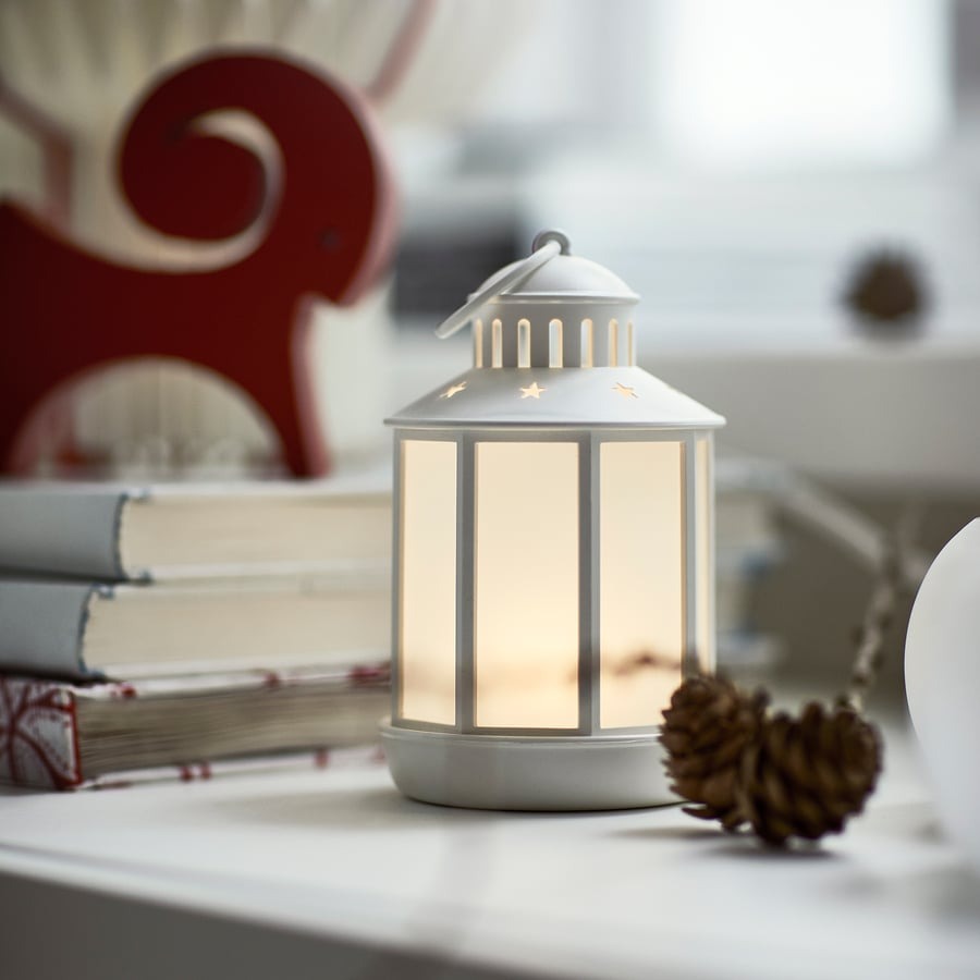STRÅLA LED lantern, battery-operated white, 13 cm