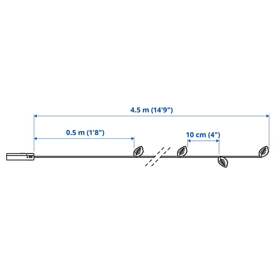 STRÅLA LED lighting chain with 40 lights, battery-operated leaf/gold-colour