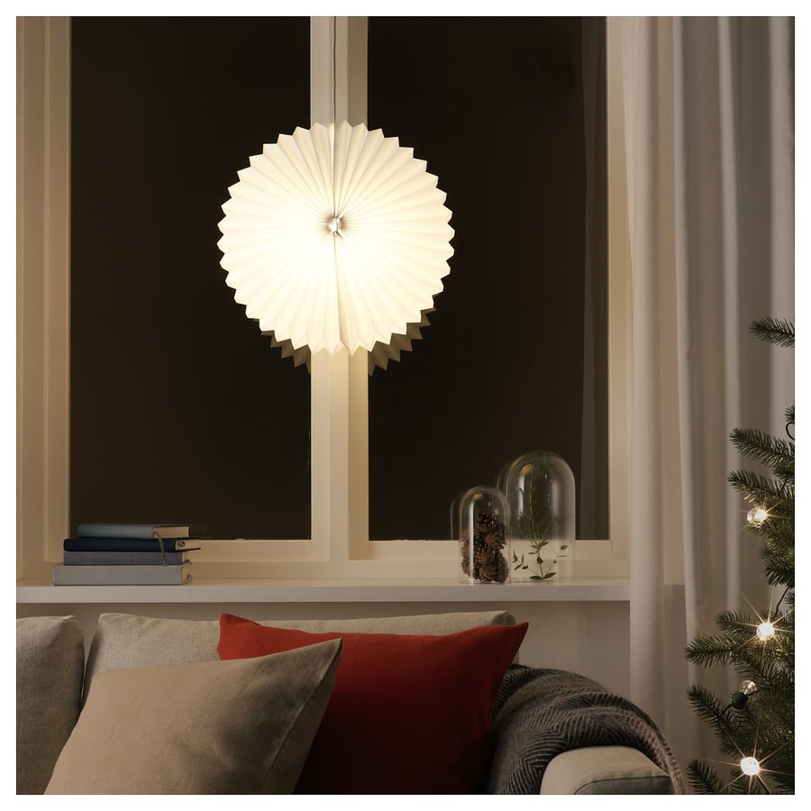 STRÅLA Pendant lamp shade, origami/white, 42 cm