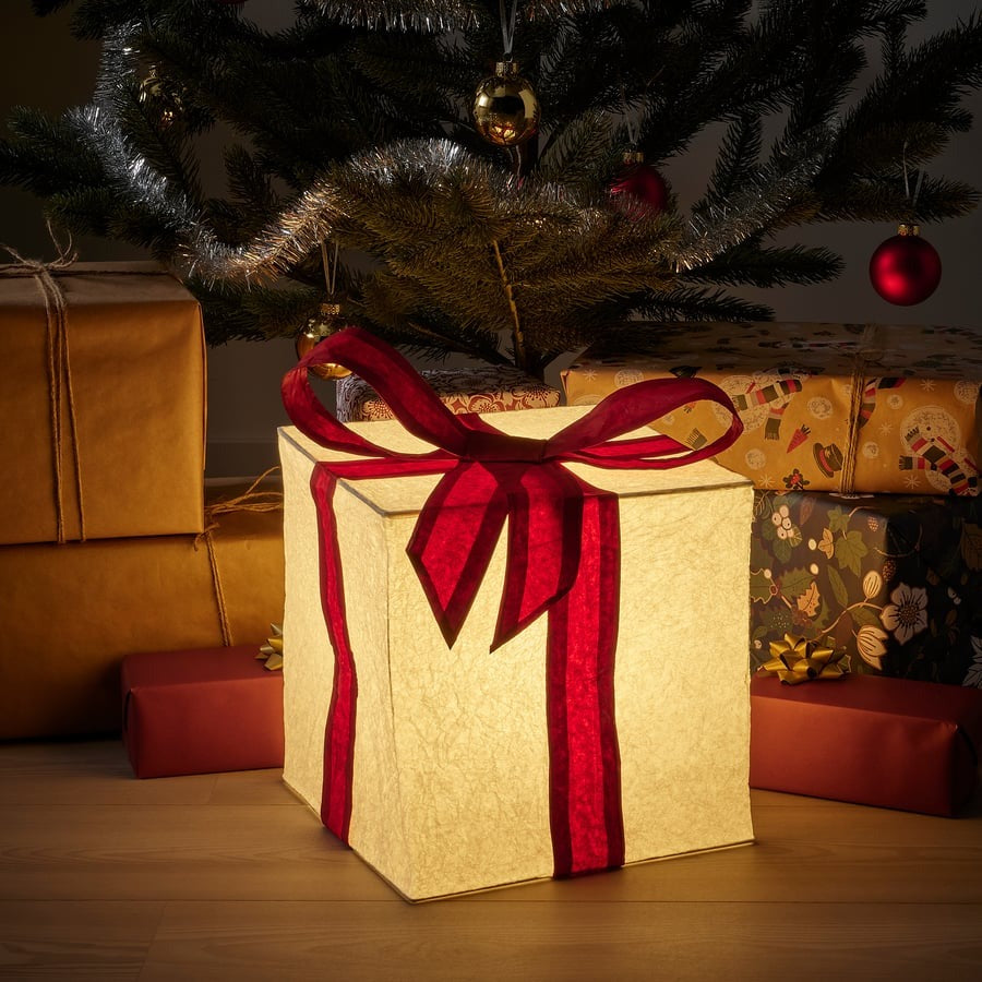 STRÅLA Table lamp, box/red