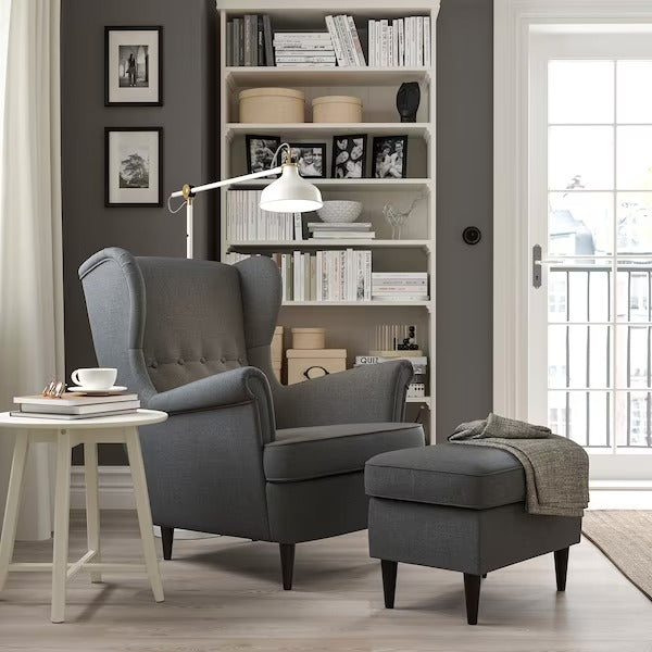 STRANDMON Wing chair, Nordvalla dark grey