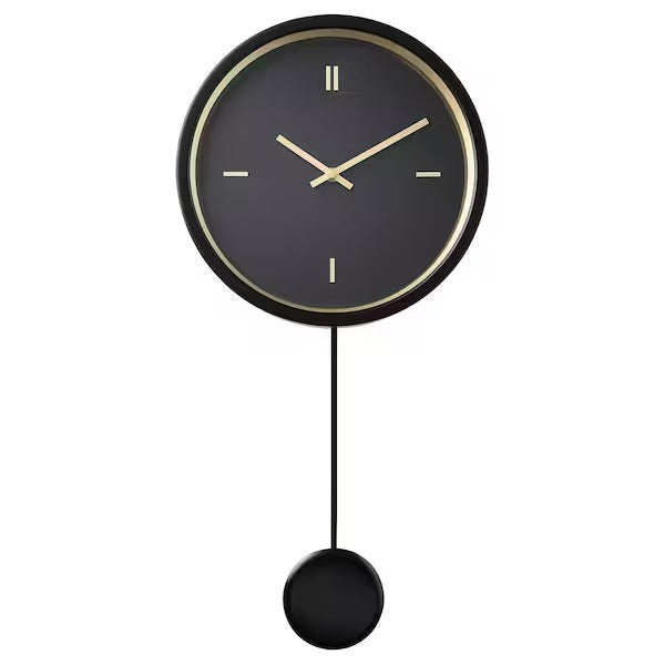 STURSK Wall clock, black, 26 cm