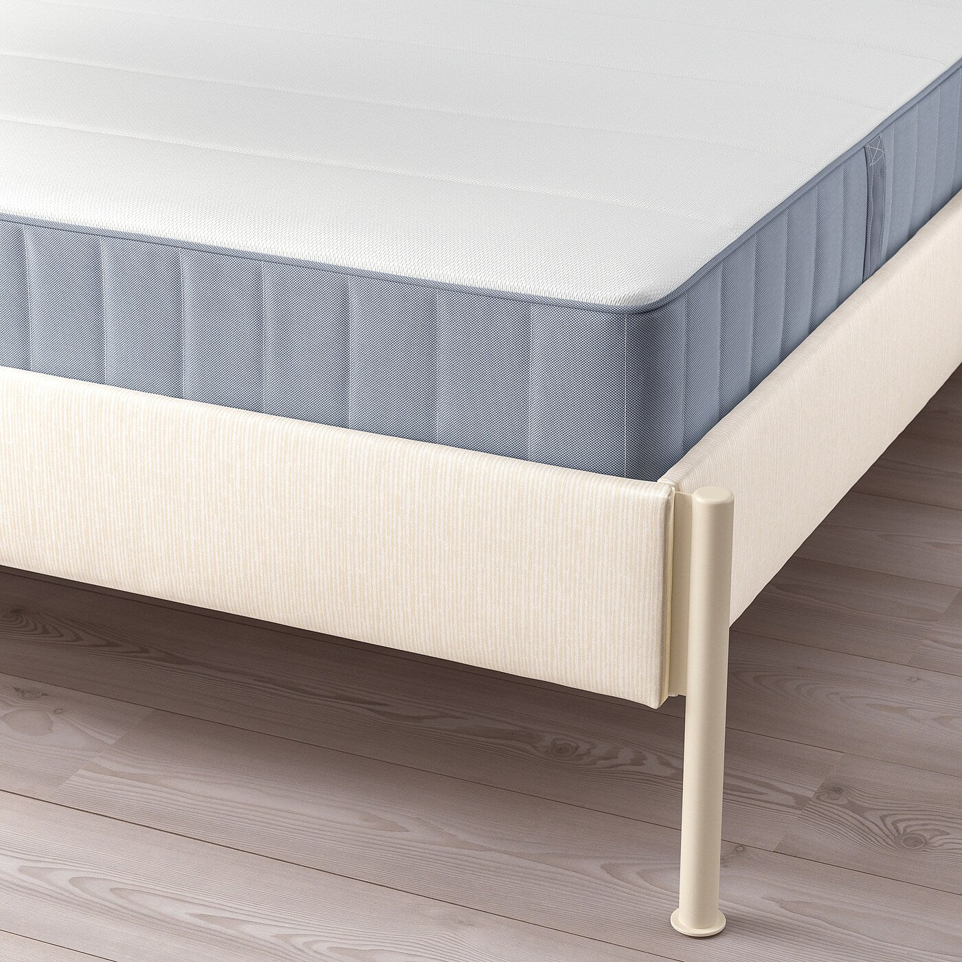 TÄLLÅSEN Upholstered bed frame with mattress, Kulsta grey-green/Vesteröy firm, 150x200 cm