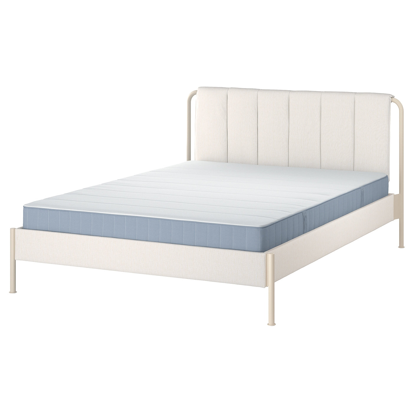 TÄLLÅSEN Upholstered bed frame with mattress, Kulsta grey-green/Vesteröy firm, 150x200 cm