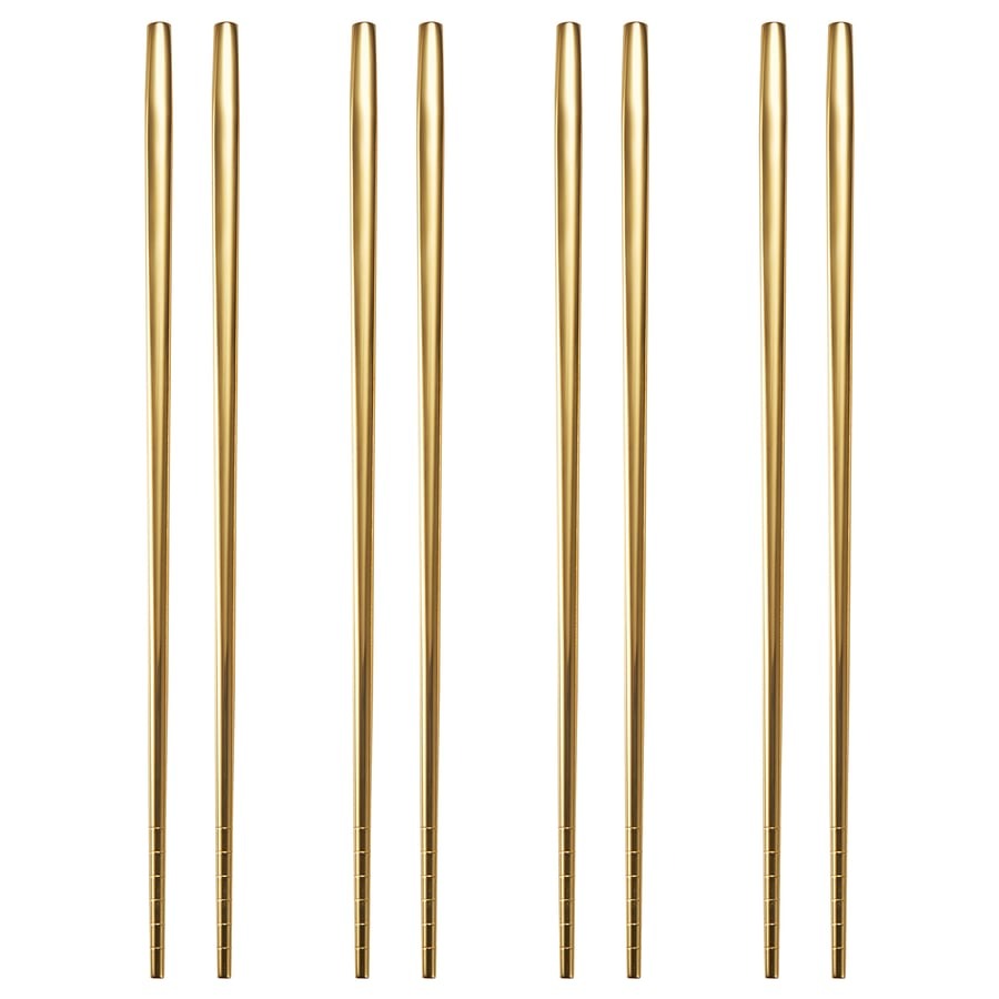 TILLAGD Chopsticks 4 pairs, brass-colour, 24 cm