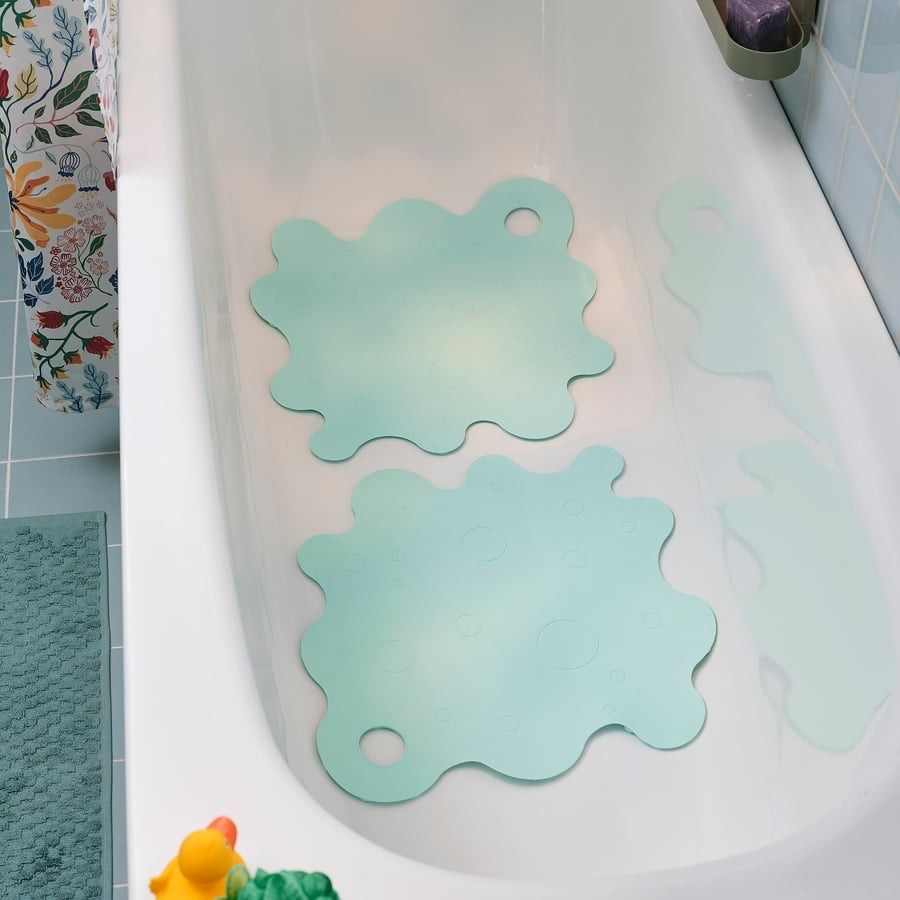 TRAMPSJÖN Bathtub mat, light turquoise, 43x43 cm