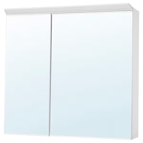 New TREASJÖN Mirror cab 2 door/built-in lighting, 80x17x75 cm