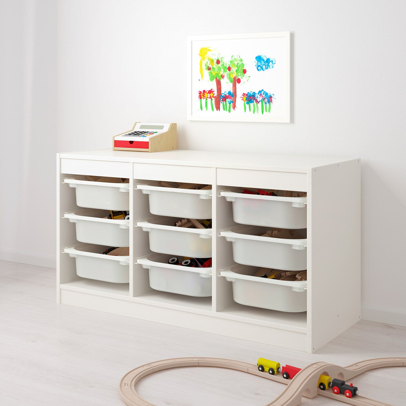 TROFAST Storage combination with boxes, white/white, 99x44x56 cm